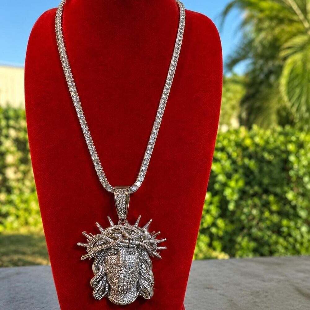 Iced Out Jesus Pendant with 20 inch chain